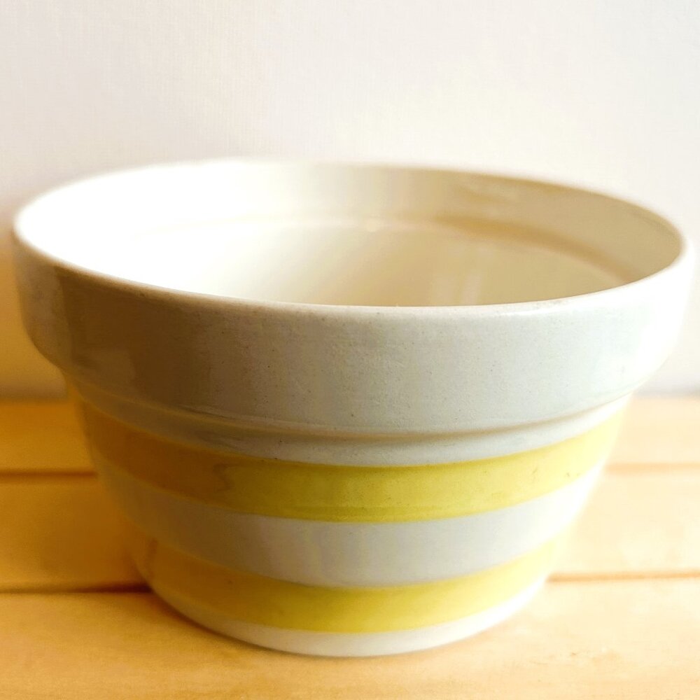 Carrigaline Yellow and White Striped Vintage Open Sugar Bowl